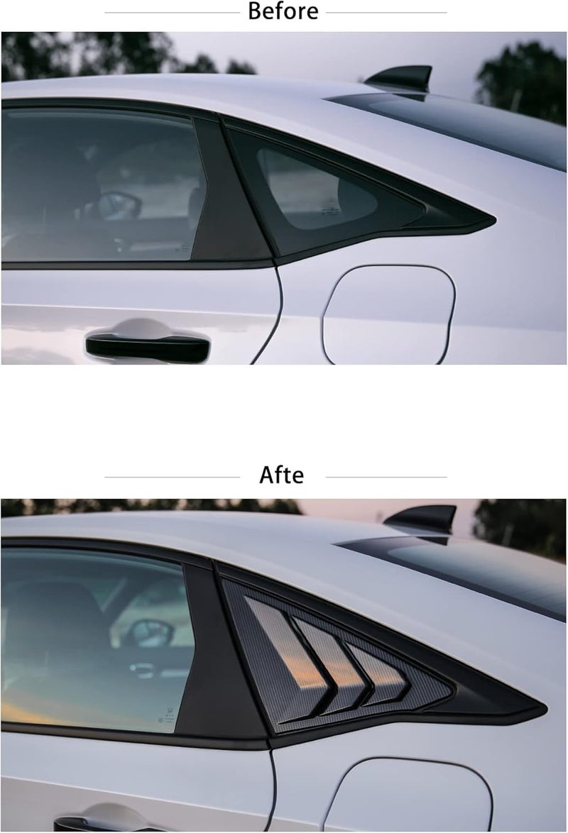 CKE for 11th Gen Civic Sedan Compatible with Honda Civic 2026 2025 2024 2023 2022 Accessories Car Exterior Rear Side Window Louvers Air Vent Scoop Shades Cover Blinds -Carbon Fiber Style - Image 3